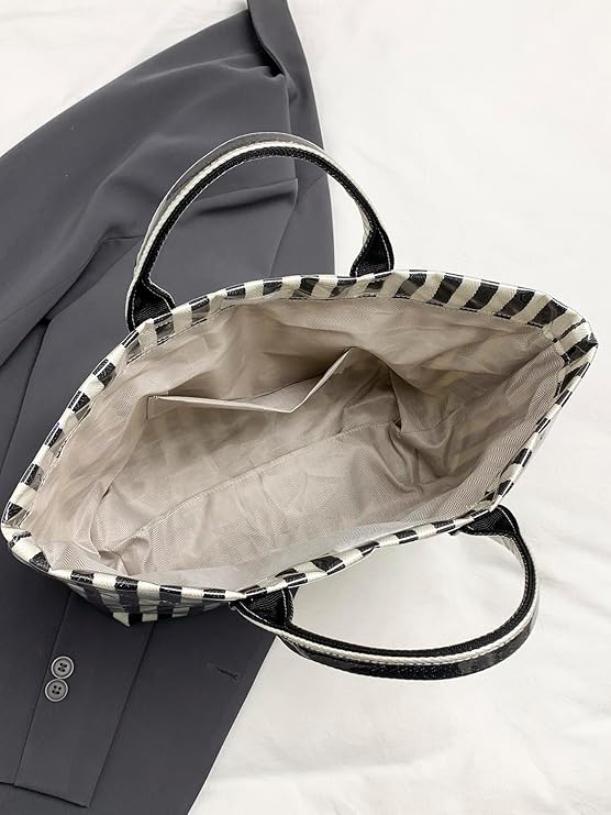 🌈 Lightweight Striped Tote Bag Large Capacity Travel & Beach Carryall