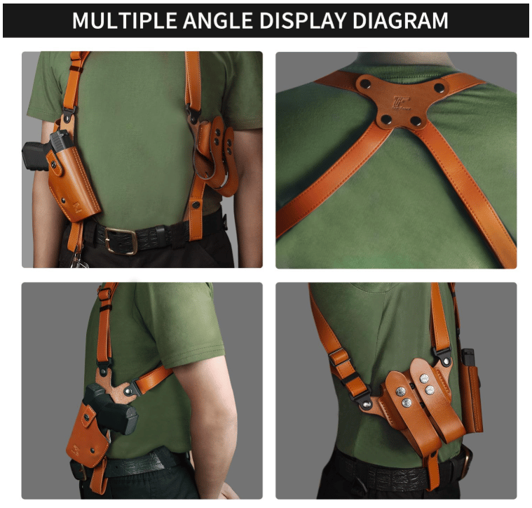 Tactical concealed carry leather shoulder bag