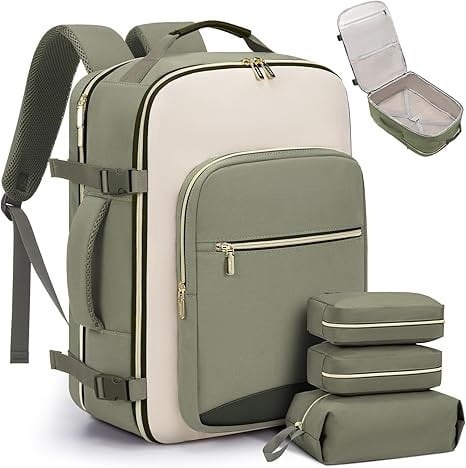 🌍 40-liter airline-approved travel backpack, comes with 3 storage bags, and can replace a 20-inch suitcase. 🛍️