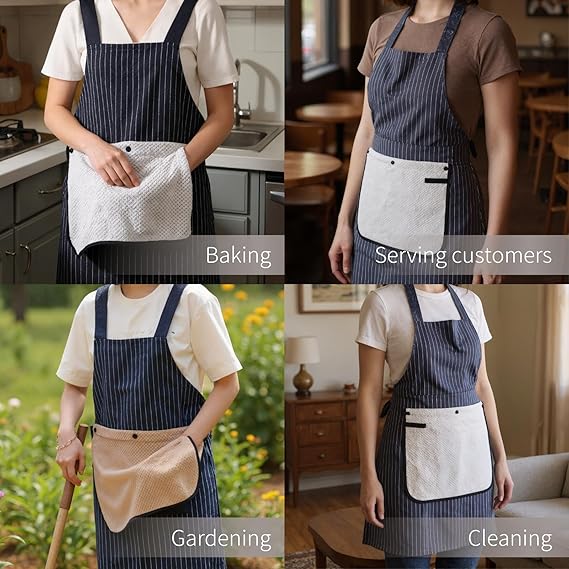 ✨Apron with Pockets for Women and Men Cross Back Design with Towel