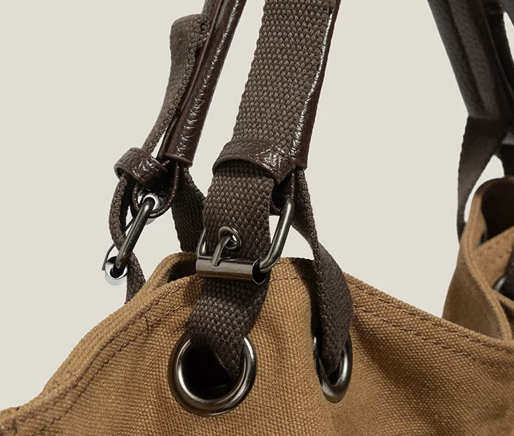 Vintage Canvas Tote Bag for Women Large Capacity Commuter Crossbody Handbag