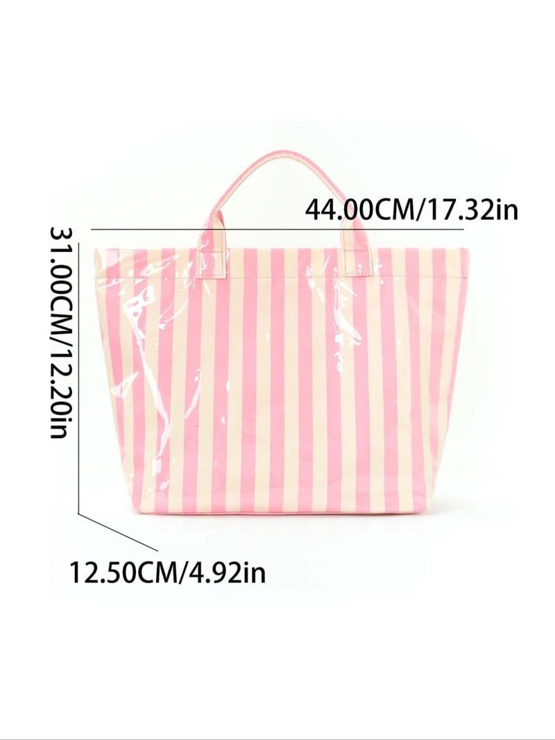 🌈 Lightweight Striped Tote Bag Large Capacity Travel & Beach Carryall