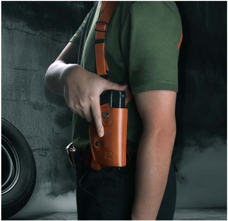 Tactical concealed carry leather shoulder bag