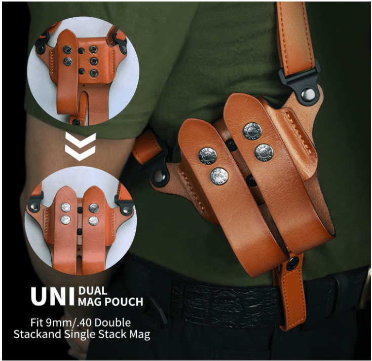 Tactical concealed carry leather shoulder bag