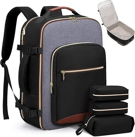 🌍 40-liter airline-approved travel backpack, comes with 3 storage bags, and can replace a 20-inch suitcase. 🛍️