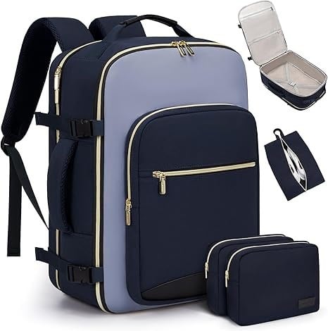 🌍 40-liter airline-approved travel backpack, comes with 3 storage bags, and can replace a 20-inch suitcase. 🛍️